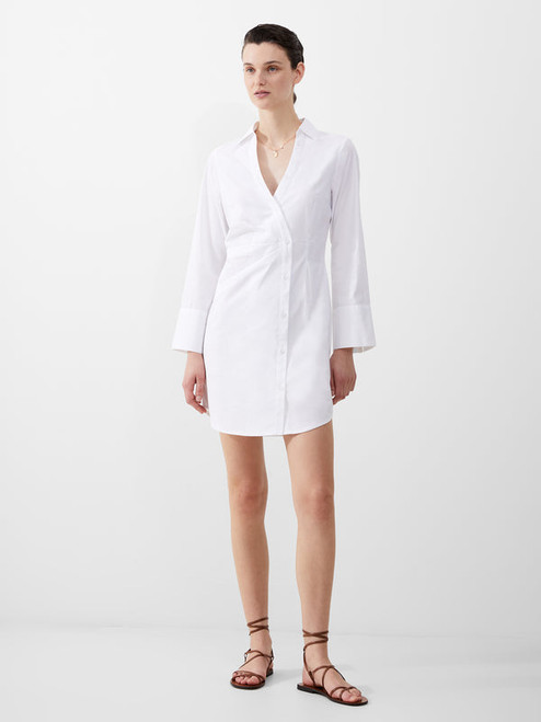 Isabelle Poplin Asymmetric Dress Linen White 
