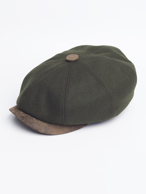 Pine Leather Peak Baker Boy Cap Pine Leather Peak Baker Boy Cap
