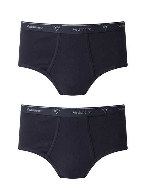 Navy Vedoneire Cotton Fine Rib Brief (2 pairs) Navy Vedoneire Cotton Fine Rib Brief (2 pairs)