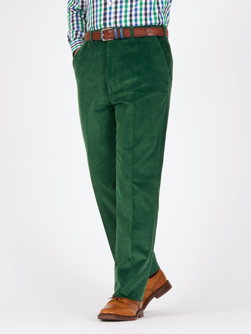 Men's Emerald Green Flat Front Corduroy Trousers Men's Emerald Green Flat Front Corduroy Trousers