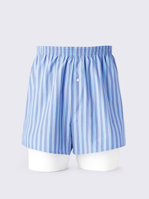 Men's Blue Cotton Striped Boxer Short Men's Blue Cotton Striped Boxer Short