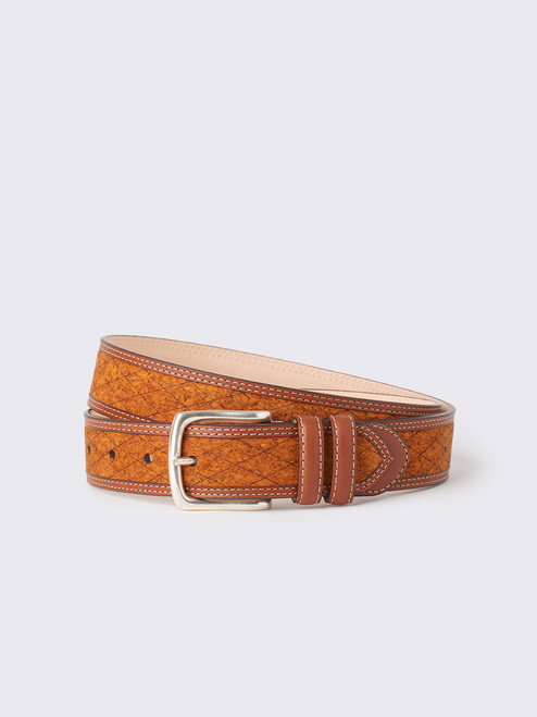 Tan Cork Inlaid Handmade Leather Belt Tan Cork Inlaid Handmade Leather Belt
