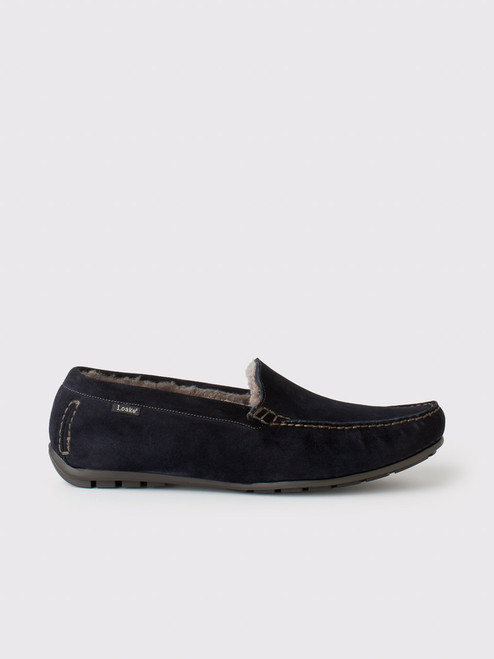 Loake Navy Shearling Suede Slipper Loake Navy Shearling Suede Slipper