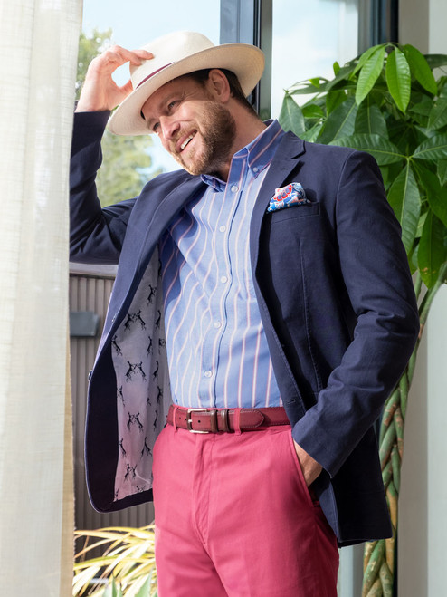 Men's Navy Blue Cotton Canvas Blazer Model