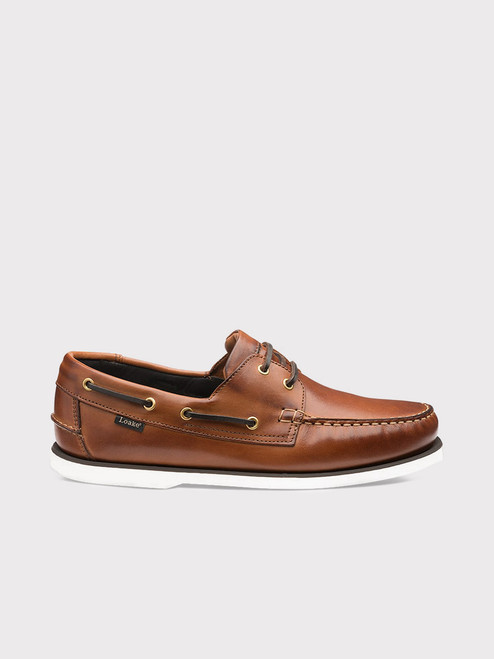 Men's Tan Loake Leather Boat Shoe Side Profile Men's Tan Loake Leather Boat Shoe Side Profile