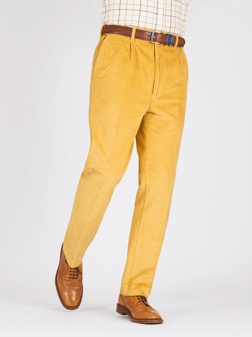 Men's Corn Yellow Corduroy Trousers - Classic Fit Men's Trousers Men's Corn Yellow Corduroy Trousers - Classic Fit Men's Trousers