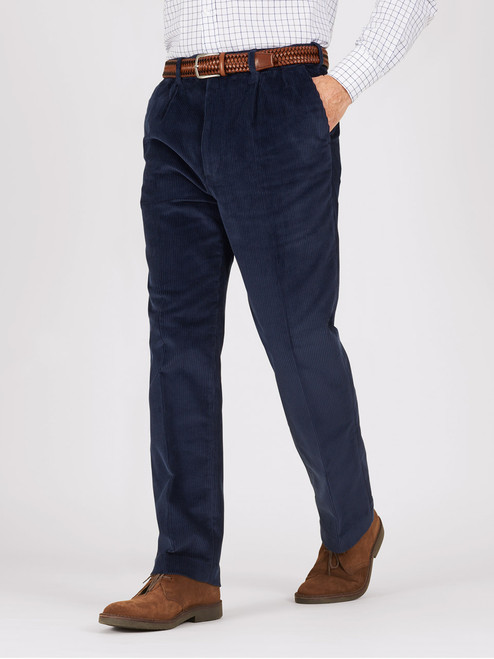 Men's Navy Blue Corduroy Trousers - Classic Fit Men's Trousers Men's Navy Blue Corduroy Trousers - Classic Fit Men's Trousers