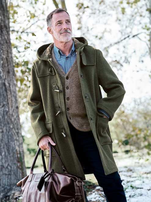 Men's Green Wool Duffle Coat Model Men's Green Wool Duffle Coat Model