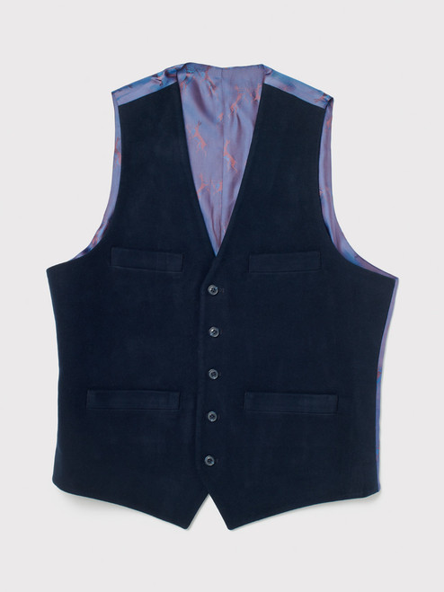 Moleskin Waistcoat Navy Front