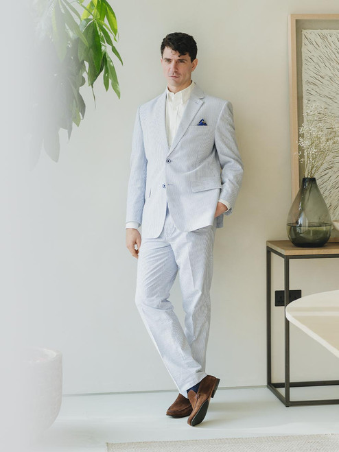 Men's Blue and White Stripe Seersucker Suit Men's Blue and White Stripe Seersucker Suit