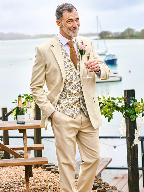 Men's Stone Beige Cream Cotton & Linen Suit Men's Stone Beige Cream Cotton & Linen Suit