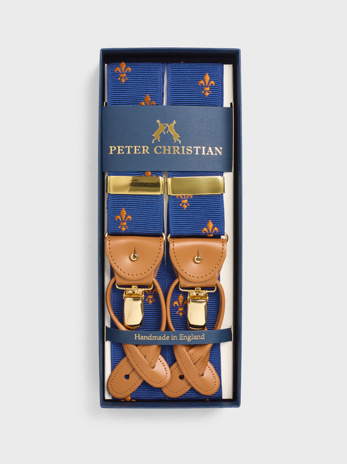 Men's Blue Fleur De Lys Braces Men's Blue Fleur De Lys Braces