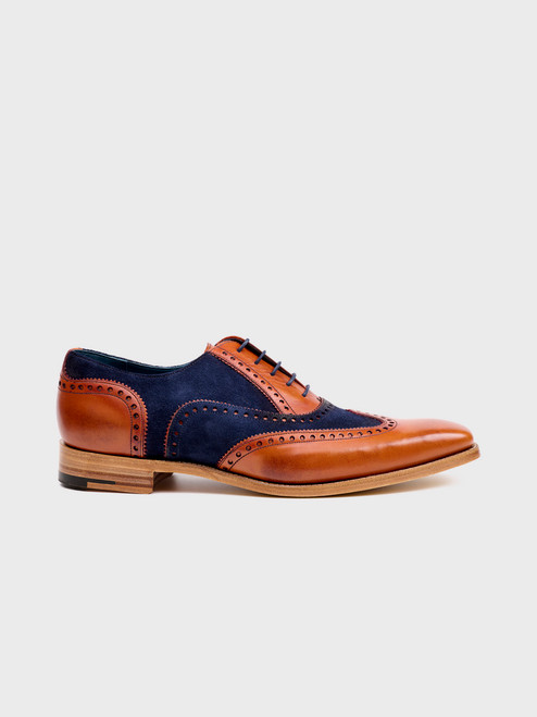 Barker Tan & Blue Spencer Shoe Side Barker Tan & Blue Spencer Shoe Side