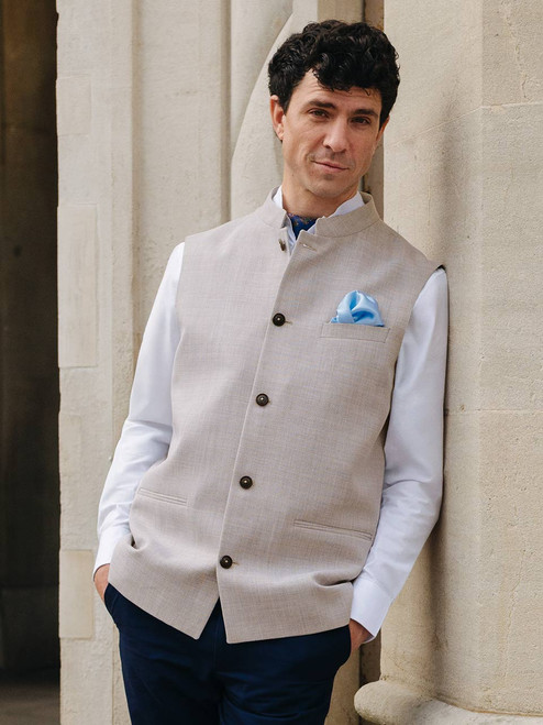 Men's Wool & Egyptian Cotton Nehru Gilet Model
