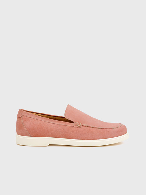 Pink Suede Tuscany Loake Loafer - Side Pink Suede Tuscany Loake Loafer - Side