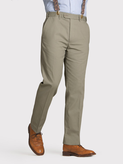Men's Sage Green Slim Fit Chinos On Model Men's Sage Green Slim Fit Chinos On Model