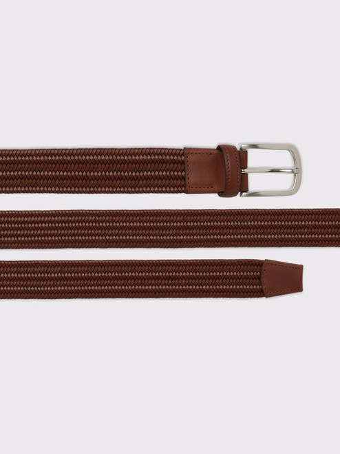 Chestnut Brown Elasticated Leather Woven Belt Chestnut Brown Elasticated Leather Woven Belt