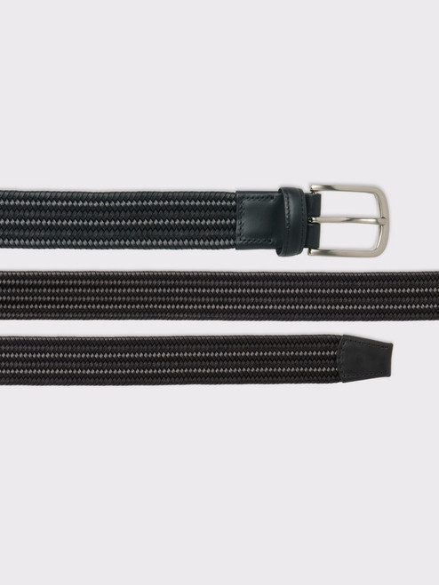 Black Elasticated Leather Woven Belt Black Elasticated Leather Woven Belt
