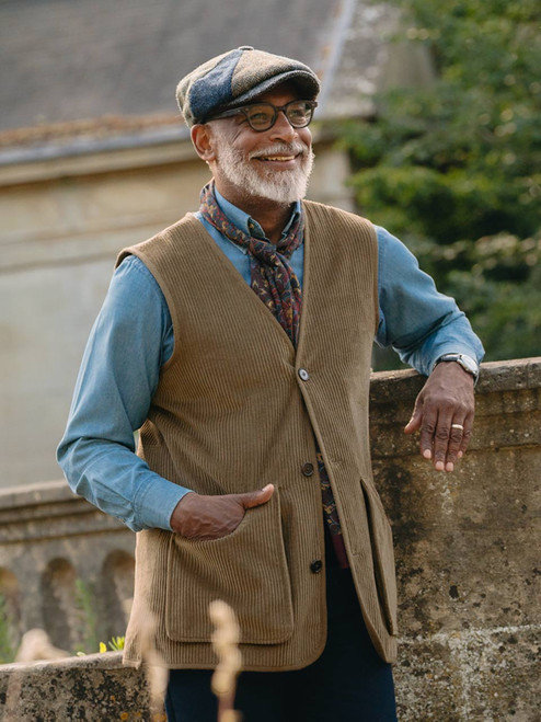 Lichen Corduroy Gilet On Model