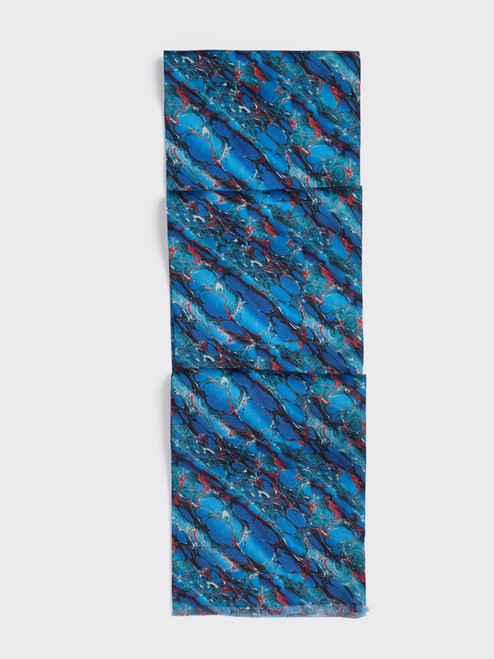 Blue and Red Marble Silk Scarf Blue and Red Marble Silk Scarf