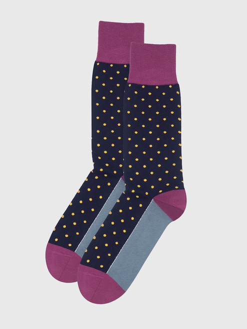 Mens Navy Blue Polka Dot Socks