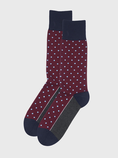 Mens Burgundy Polka Dot Socks