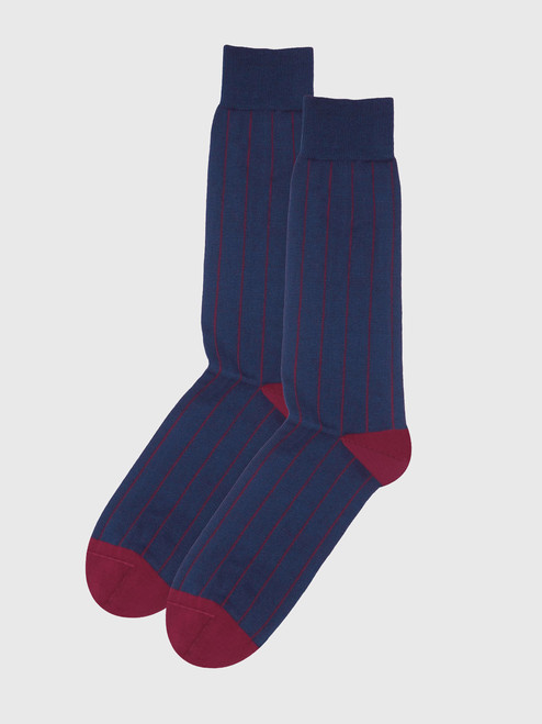Mens Navy Pin Stripe Egyptian Cotton Socks Flat Mens Navy Pin Stripe Egyptian Cotton Socks Flat