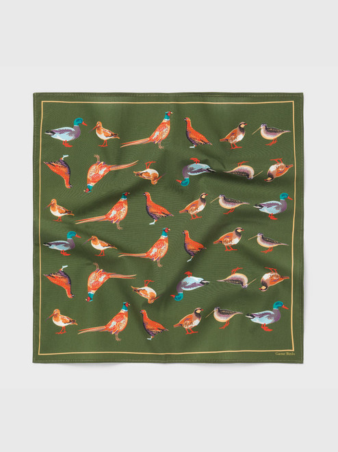 Green Game Birds Pocket Square Flat Green Game Birds Pocket Square Flat