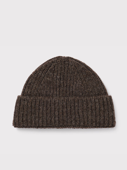Brown British Wool Beanie Hat Flat Brown British Wool Beanie Hat Flat