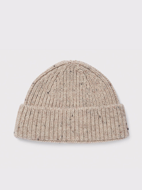 Mens Oat British Wool Beanie Hat Flat Mens Oat British Wool Beanie Hat Flat