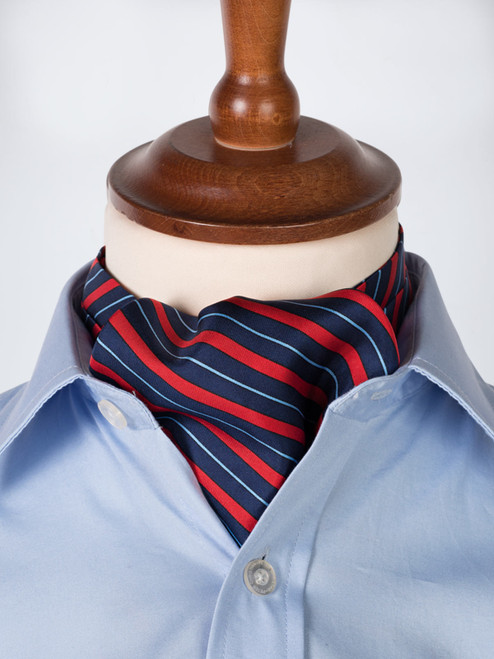 Men's Claret Red Striped Silk Cravat Men's Claret Red Striped Silk Cravat