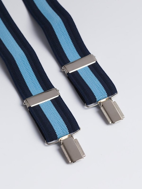 Navy/Sky Stripe Braces Metal Clips Navy/Sky Stripe Braces Metal Clips
