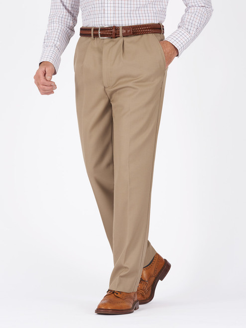 Men's Beige Cavalry Twill Wool Trousers Men's Beige Cavalry Twill Wool Trousers