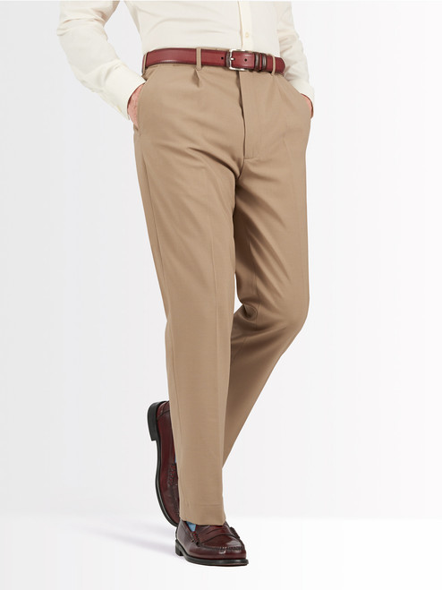 Men's Light Brown Beige Smart Wool Trousers Men's Light Brown Beige Smart Wool Trousers