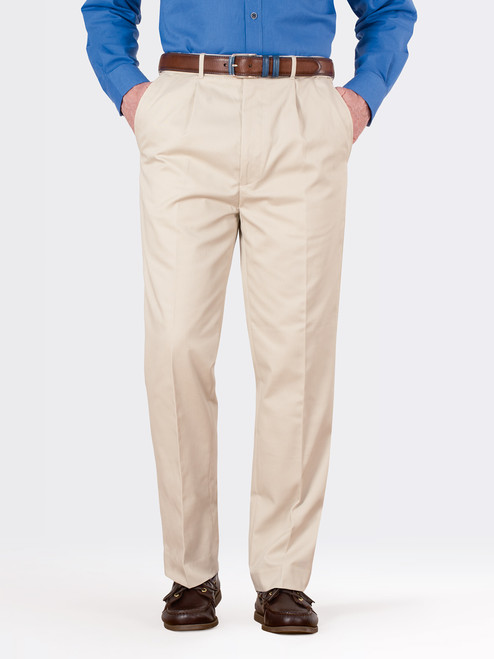Image of Stone White Pleated Chino Trousers Image of Stone White Pleated Chino Trousers