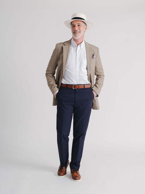 Men's Navy Blue Flat Front Chino Trousers Men's Navy Blue Flat Front Chino Trousers