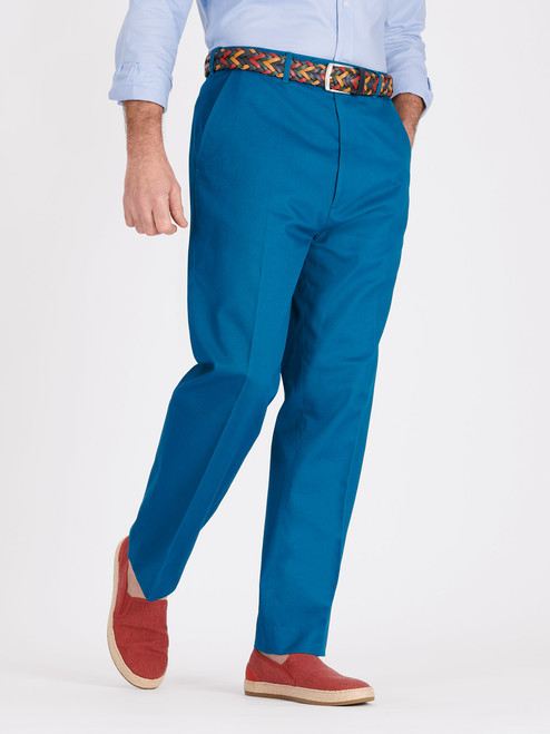 Image of Royal Blue Flat Front Chino Trousers Image of Royal Blue Flat Front Chino Trousers