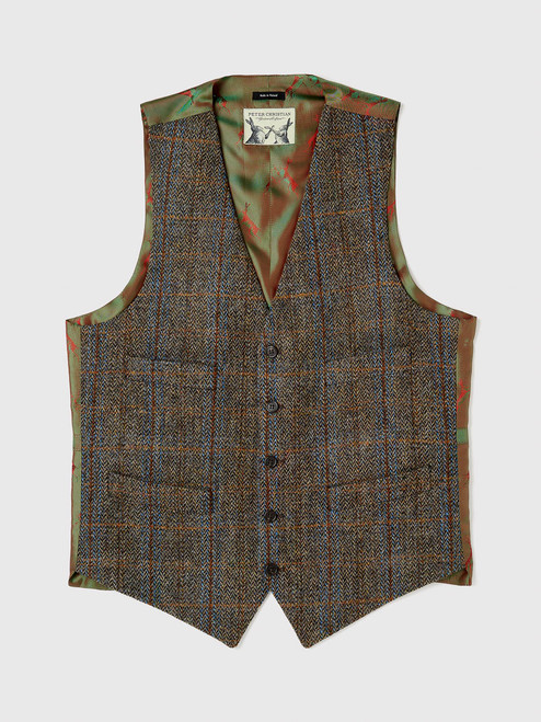 Men's Green Brown Harris Tweed® Waistcoat Men's Green Brown Harris Tweed® Waistcoat