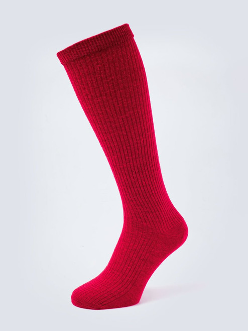 Red HJ Knee High Wool Rich Socks Red HJ Knee High Wool Rich Socks