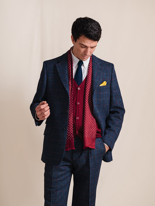 Slate Blue Harris Tweed® 2 Piece Suit On Model Slate Blue Harris Tweed® 2 Piece Suit On Model