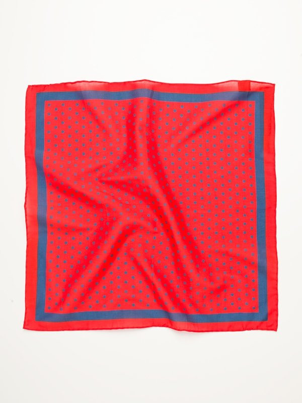 Red Cotton & Silk Pocket Square Flat