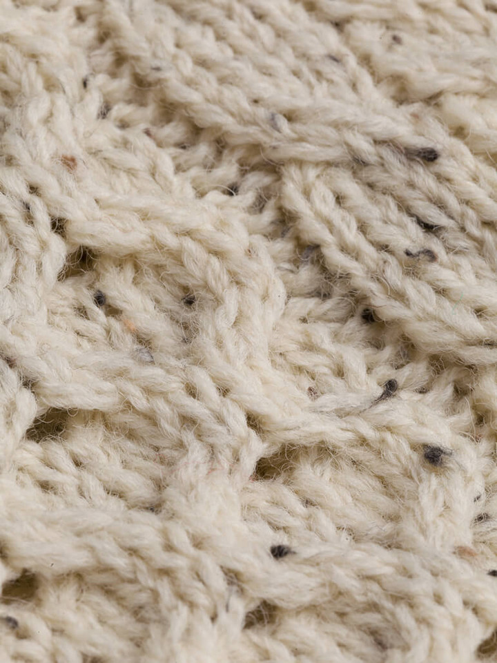 Detail of Oatmeal Traditional Irish Aran Jumper