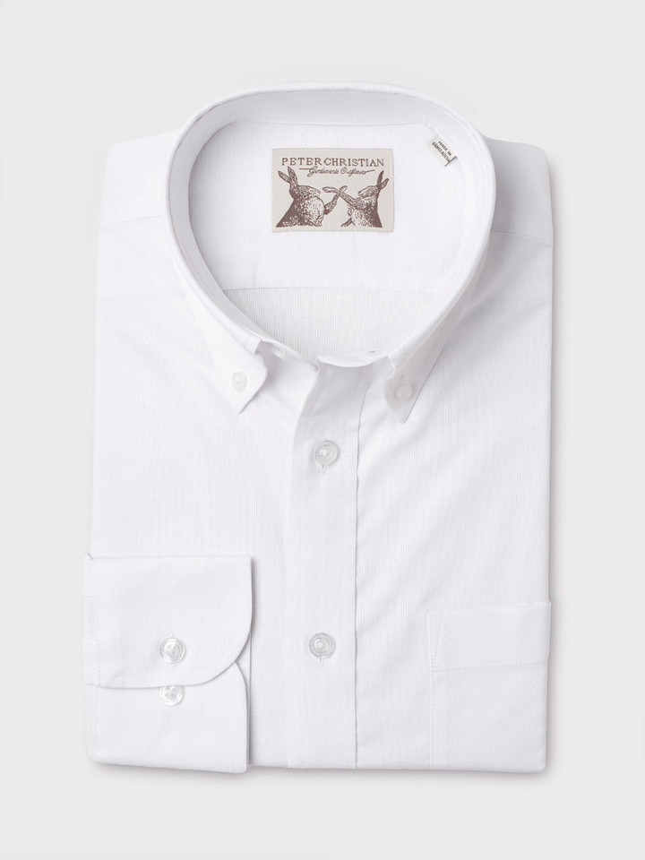 Men's White Cotton Oxford Shirt