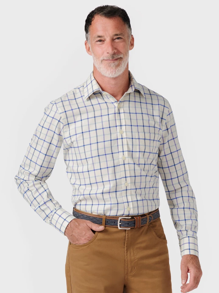 Mens Purple Big Check Tattersall Shirt on Model