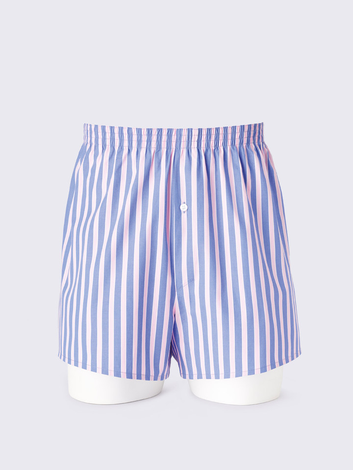 Men's Pink Cotton Striped Boxer Short
