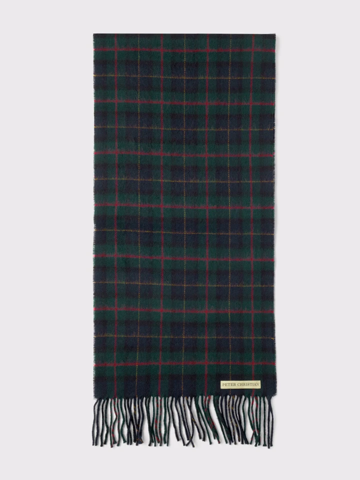 Navy Checked 100% Lambswool Scarf