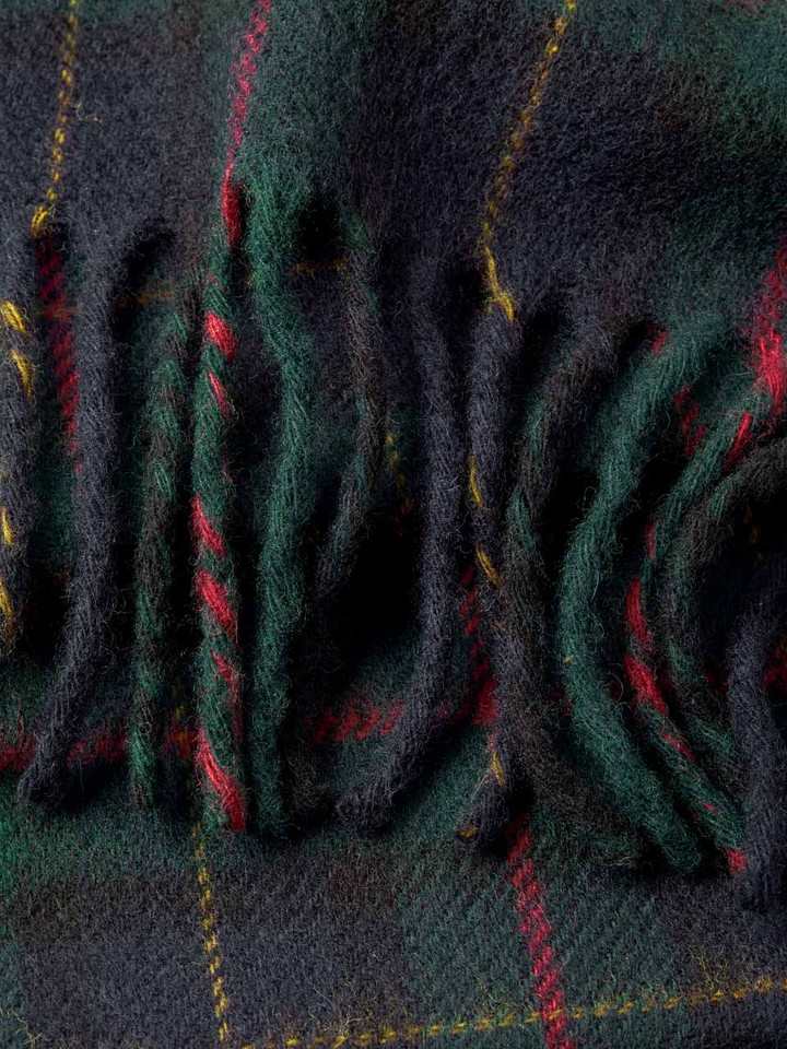 Navy Checked 100% Lambswool Scarf