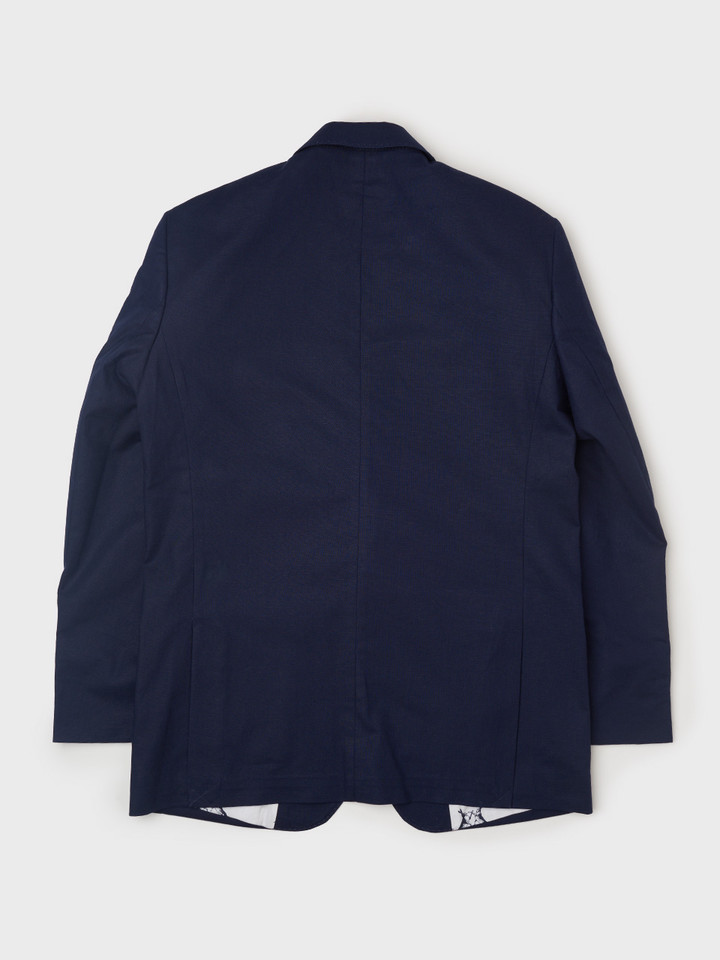 Back of Men's Navy Blue Linen and Cotton Suit Jacket