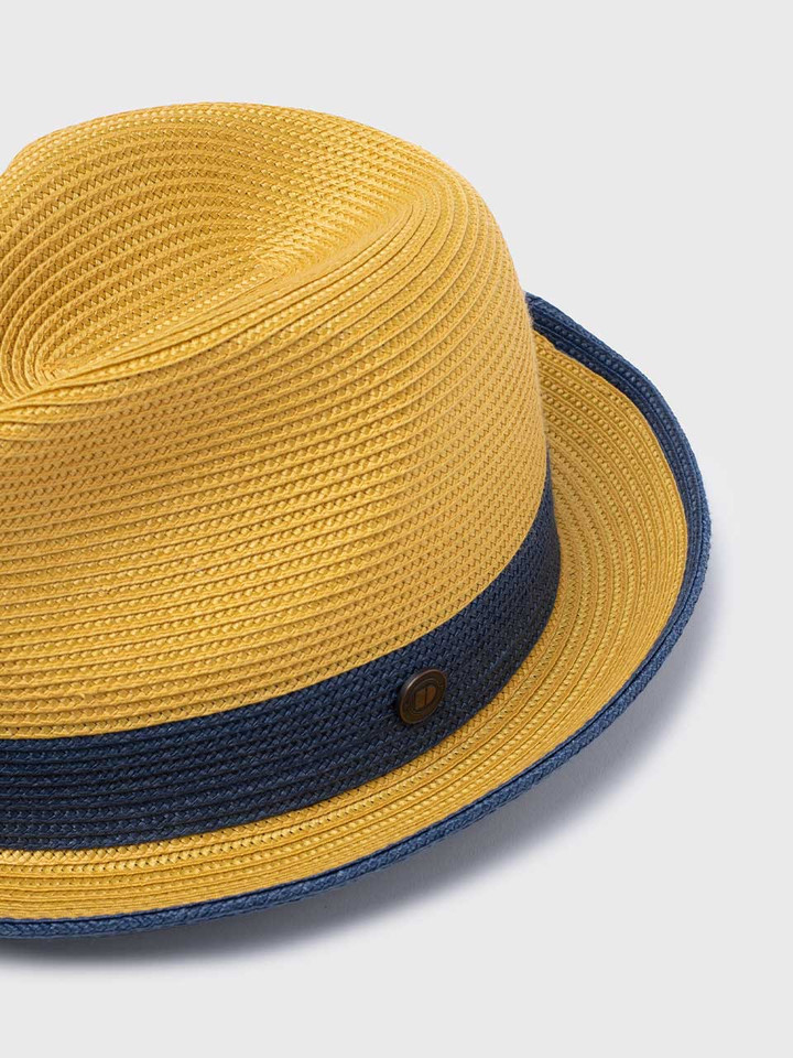 Men's Mustard Yellow Snap Brim Summer Trilby Details