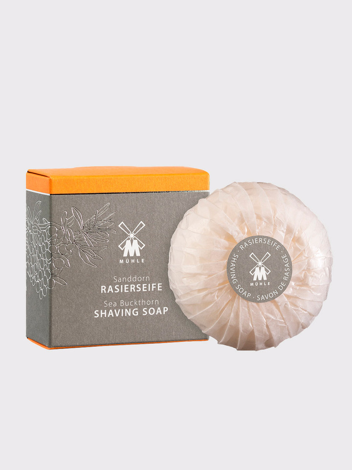 Men's MÜHLE Porcelain Dish & Sea Buckthorn Shaving Soap Packaging
